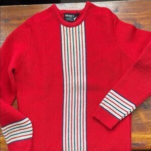 Vintage 100% Wool Red Striped Women’s Ski Sweater